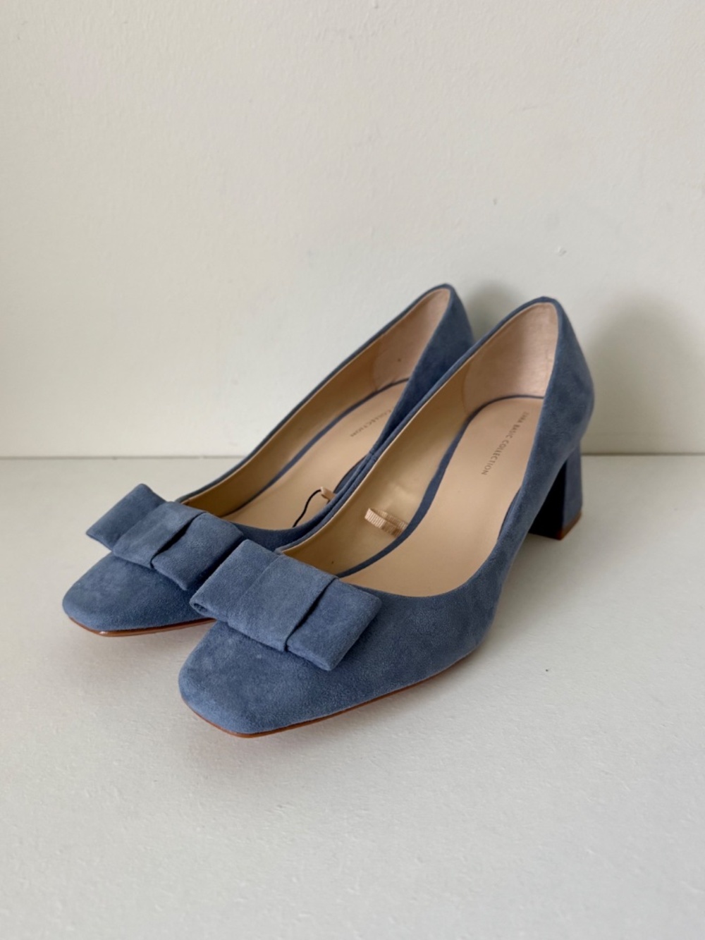NEW! Zara Blue Suede Leather Bow Detail Block Heels | Size 37 (US 6.5) - Picture 8 of 12